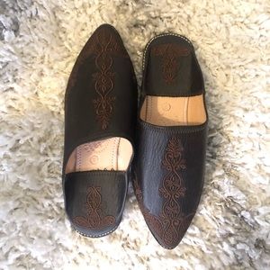 Authentic Moroccan Leather Mules.  6.5